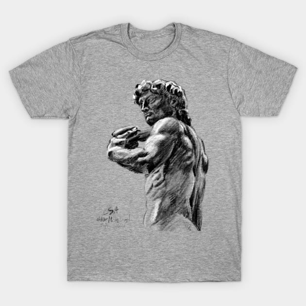 David Michelangelo sketch Florence (on grey background) T-Shirt by MasterpieceArt